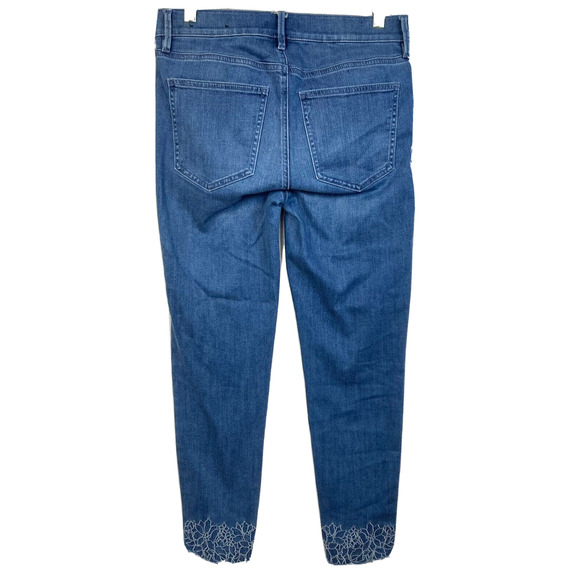 Ann Taylor Jeans Womens Sz 6 Blue Floral Embroidered Ankle Skinny Cotton Stretch - Picture 4 of 11